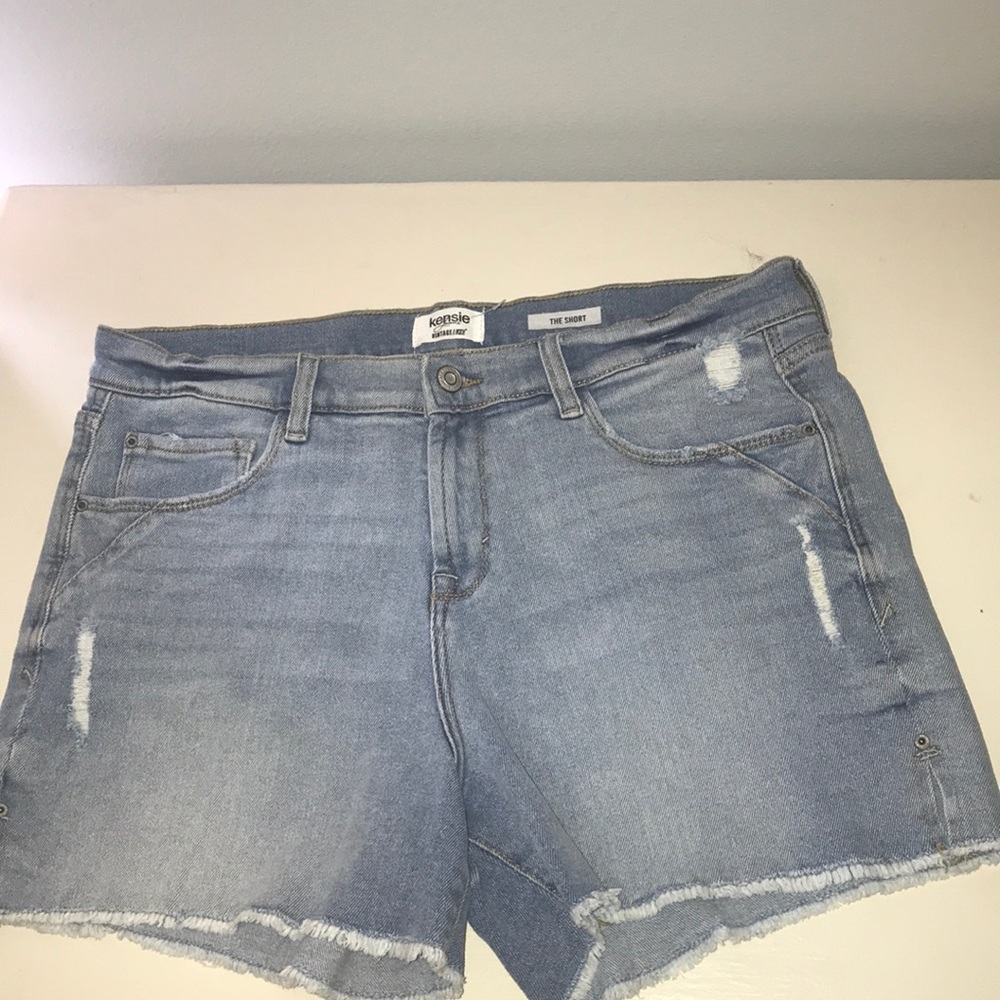 Kensie Light Blue Distressed Denim Shorts